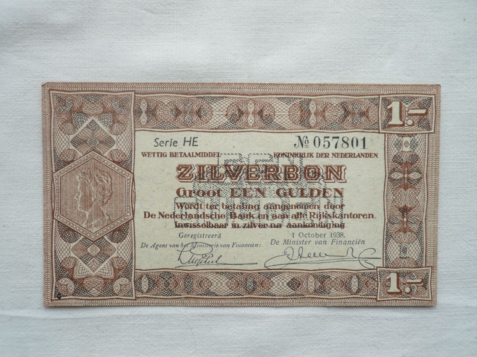 1 Gulden, 1938, Holandsko
