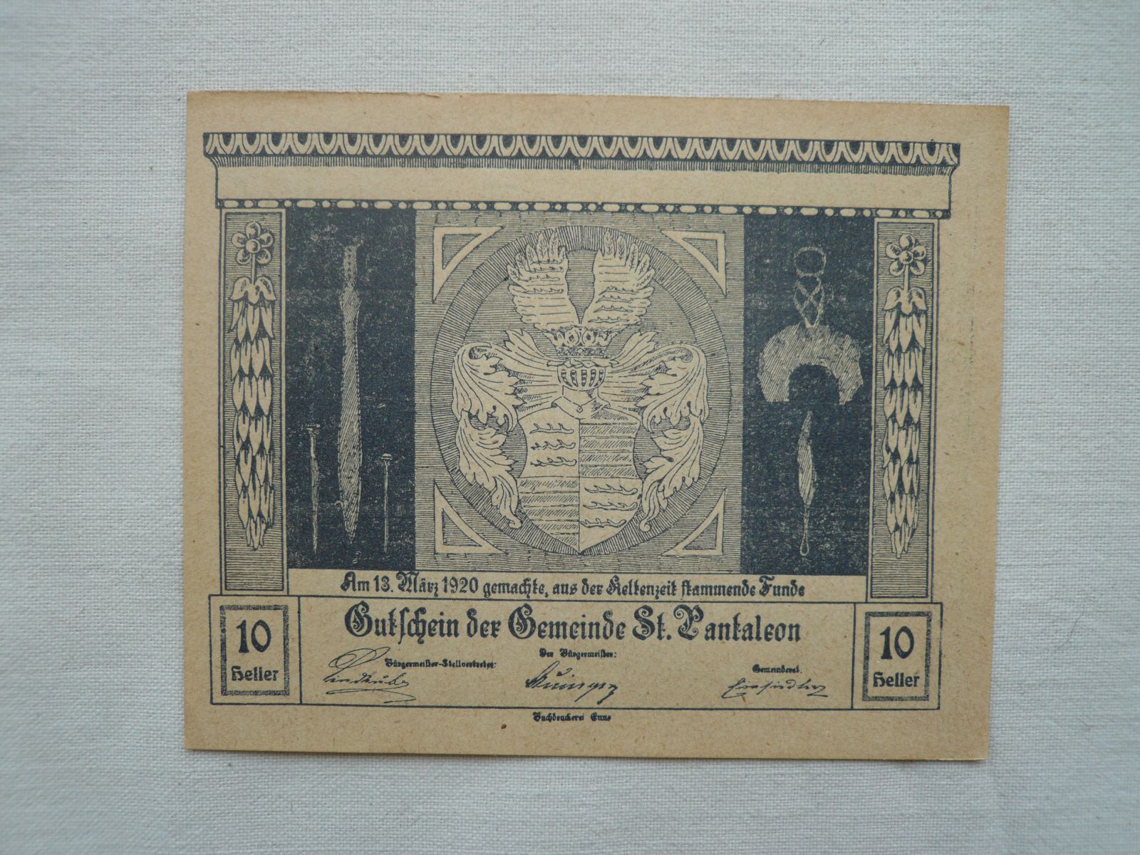 10 Heller, St. Pantaleon, 1920, Rakousko