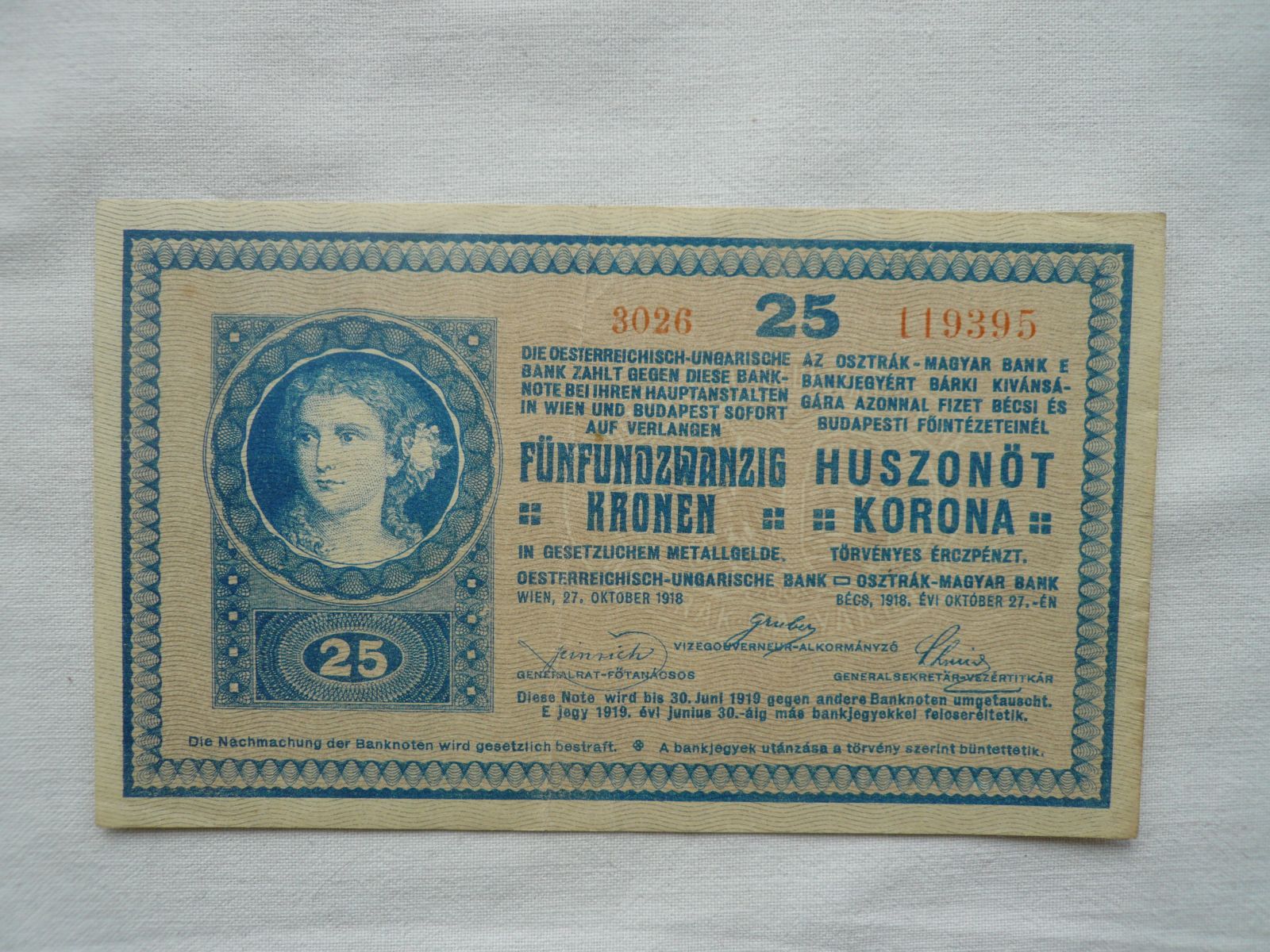 25 Korun, 3026, 1918, Rakousko