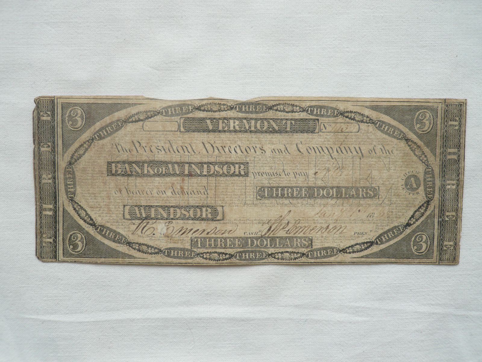 3 Dollars, 1850, Vermont, USA