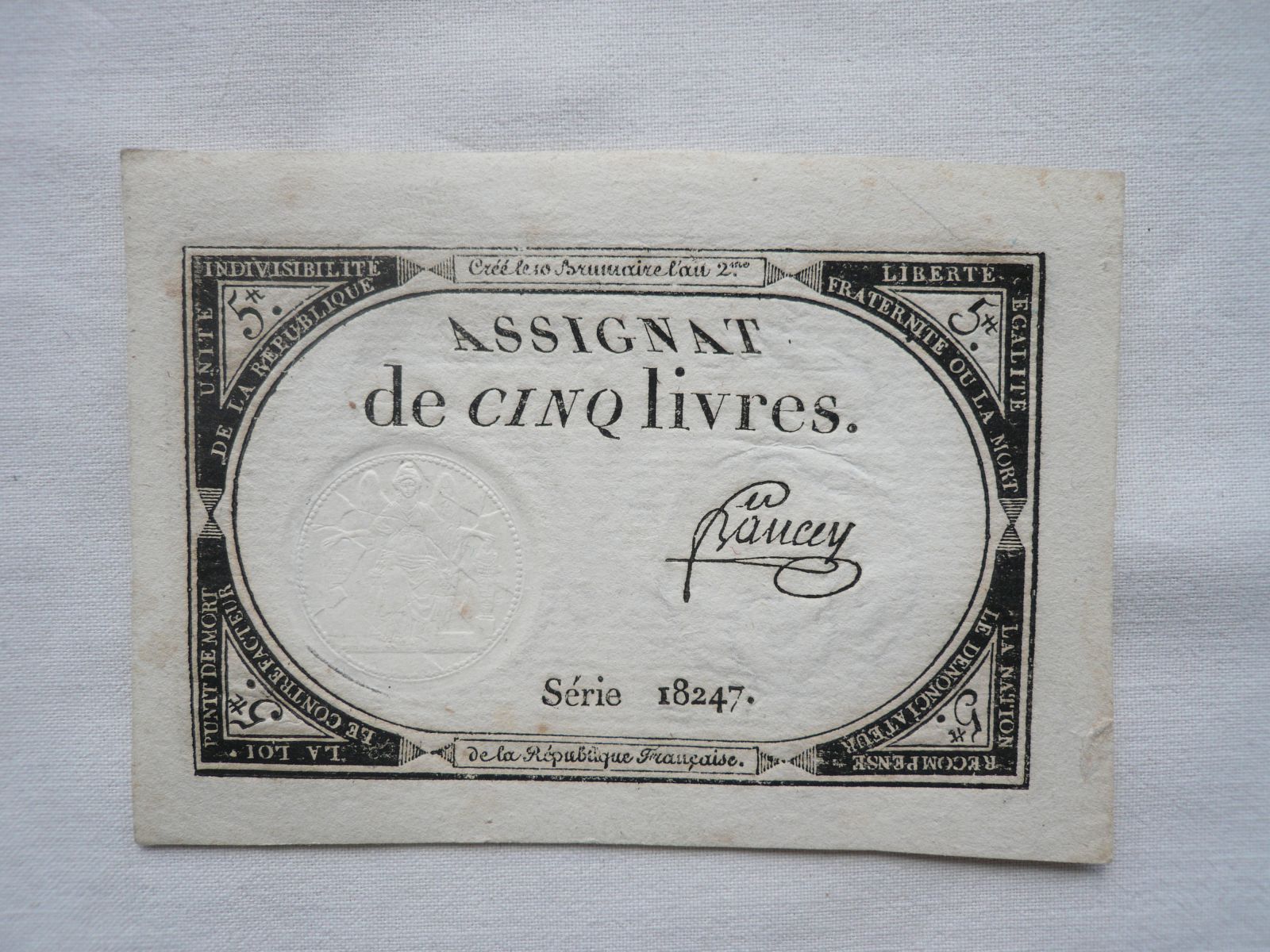 5 Livres, 1793, Asignat Francie