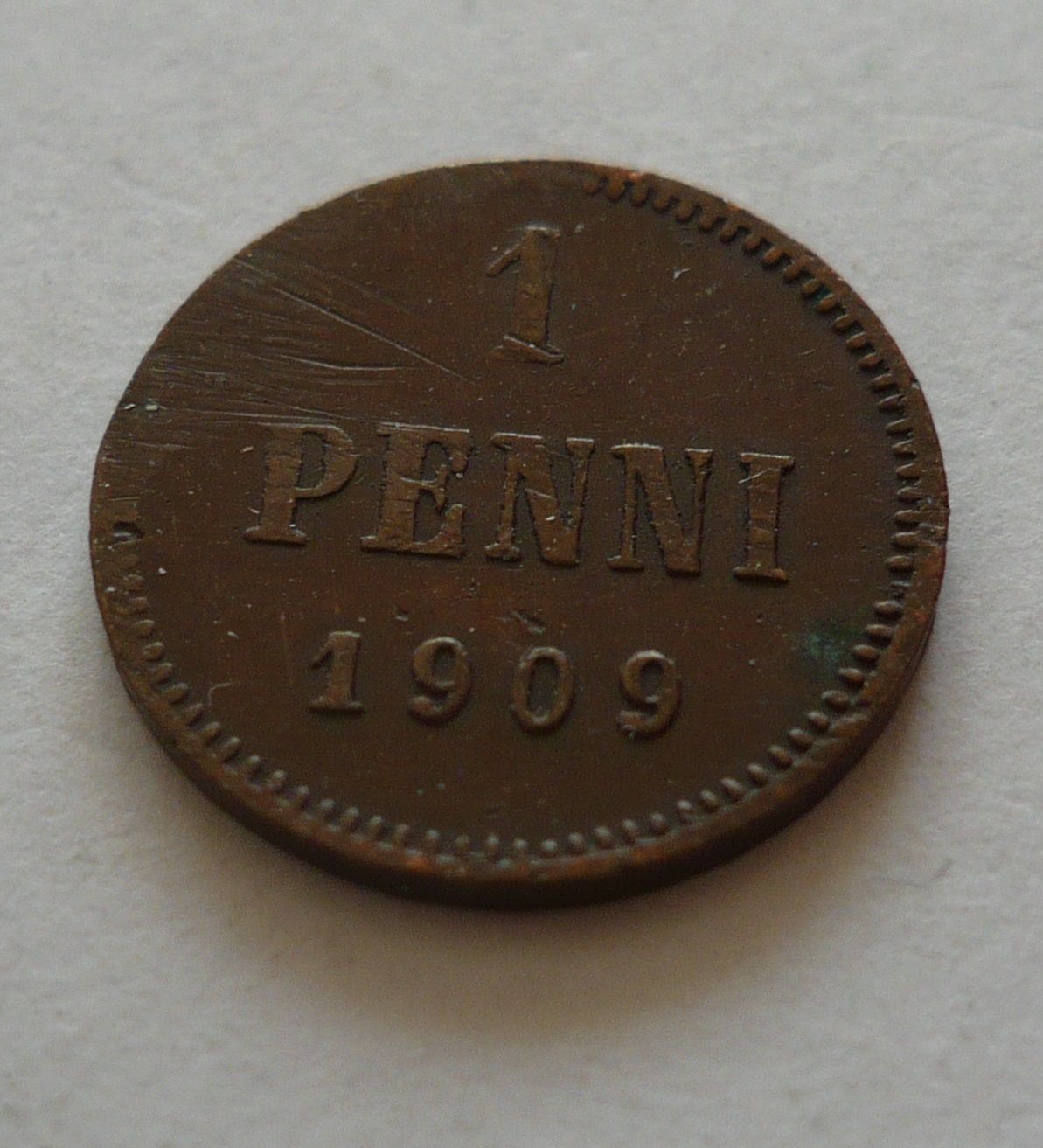 1 Pennia, 1909, Finsko pod Ruskem