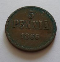 5 Pennia, 1866, Finsko pod Ruskem