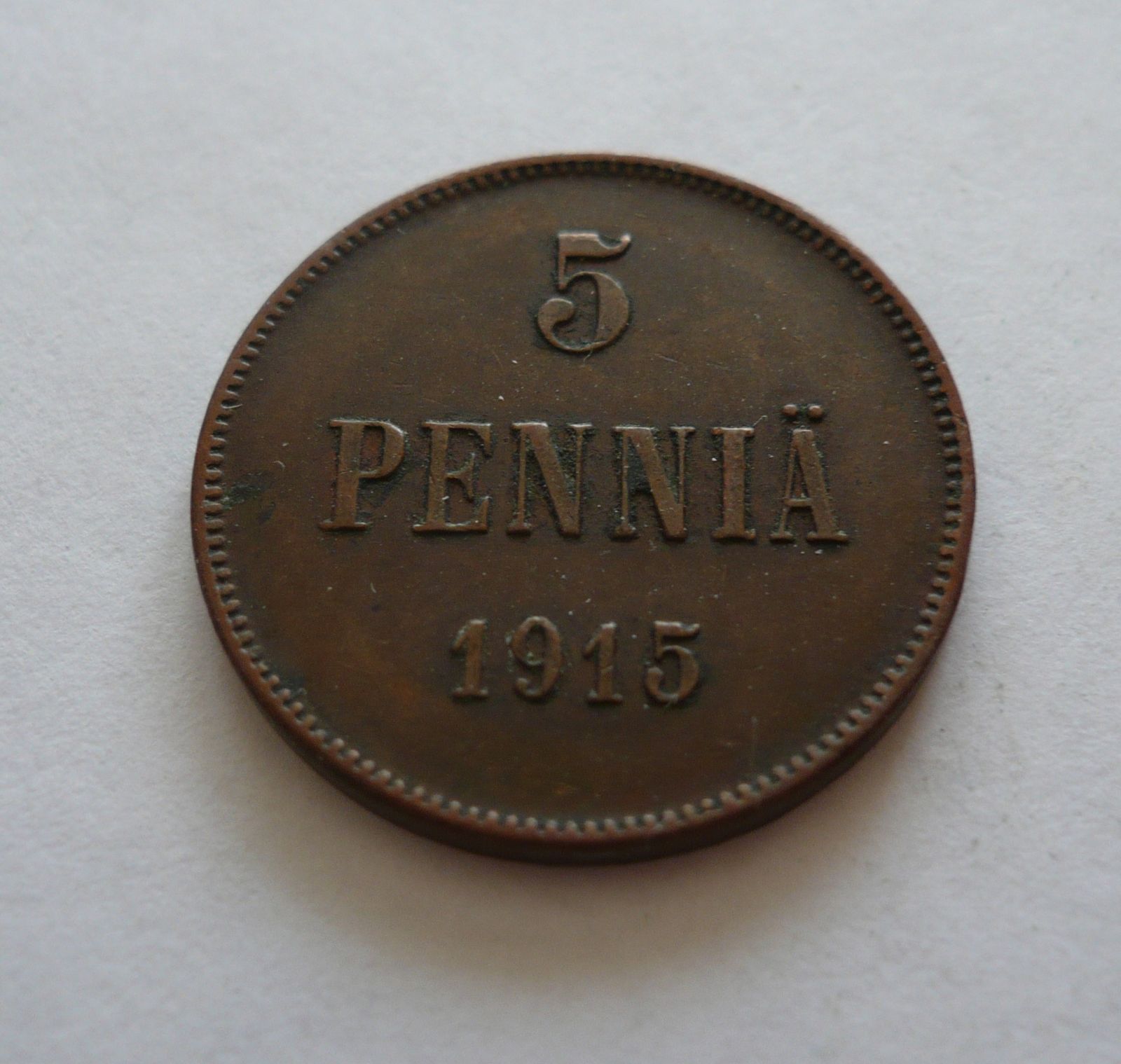 5 Pennia, 1915, Finsko pod Ruskem