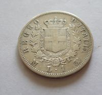 1 Lira,, 1863, V.Emanuelle, Itálie