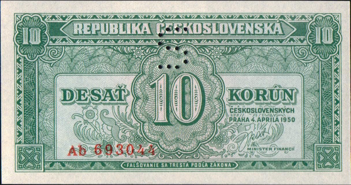10Kčs/1950/, stav 1, série Bd