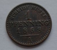 Prusko 1 Pfenik 1868 A