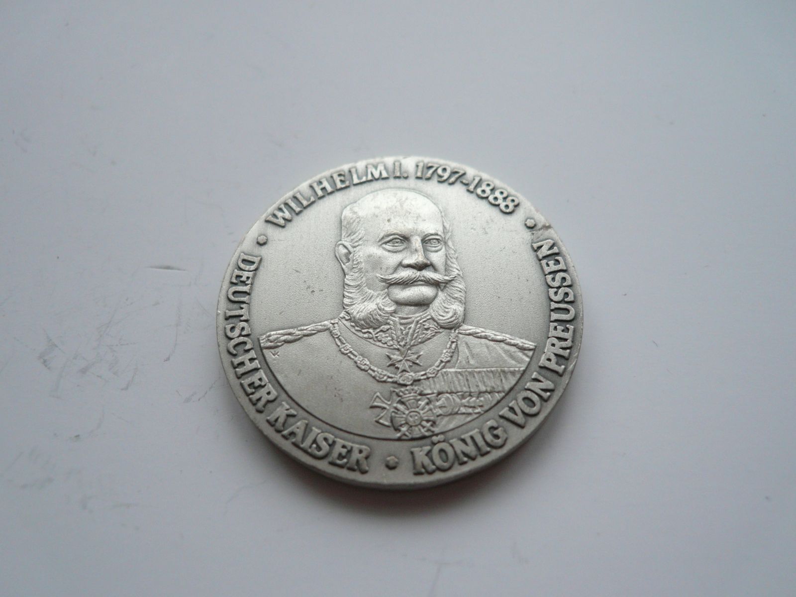 pamětní medaile, císař Vilém I., 1888, bílý kov, Prusko