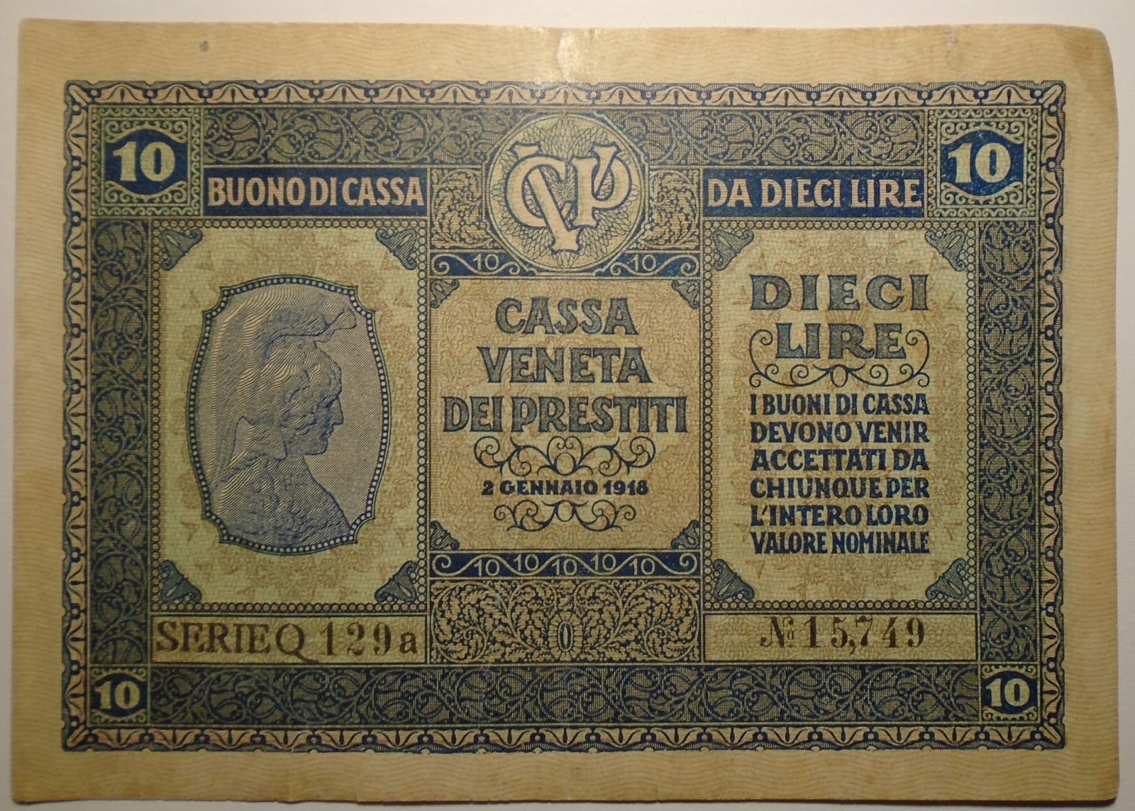 Itálie 10 Lir 1918