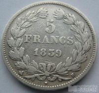 Francie 5 Frank 1839 B Ludvík Filip