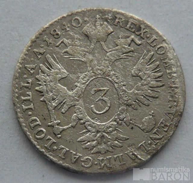 Rakousko 3 Krejcar 1840 A Ferdin. V