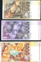 Kompletní sada bankovek (20-5000Ks) SR s přetiskem BIMILÉNIUM, stav UNC