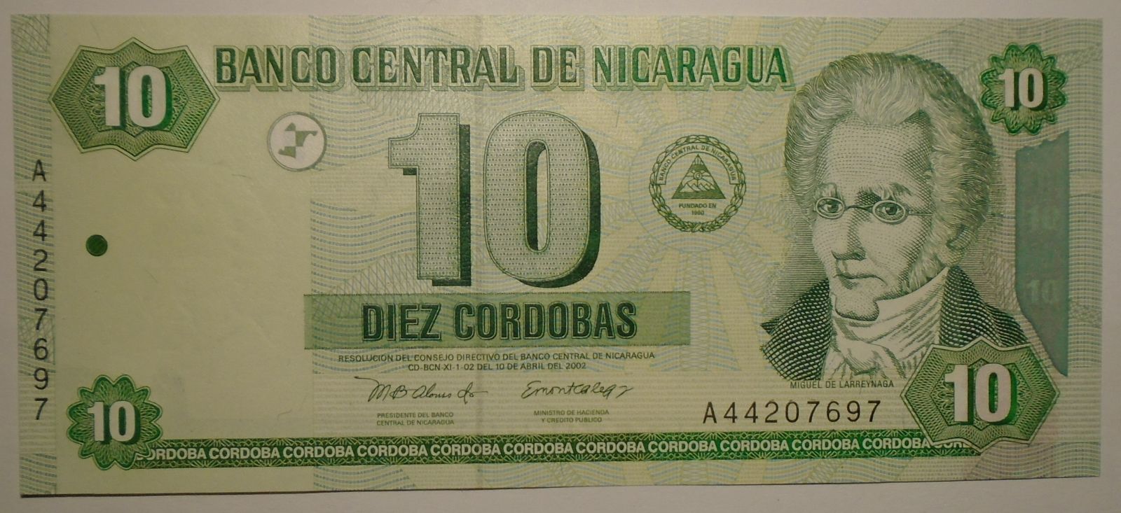 Nikaragua 10 Cordoba 2002