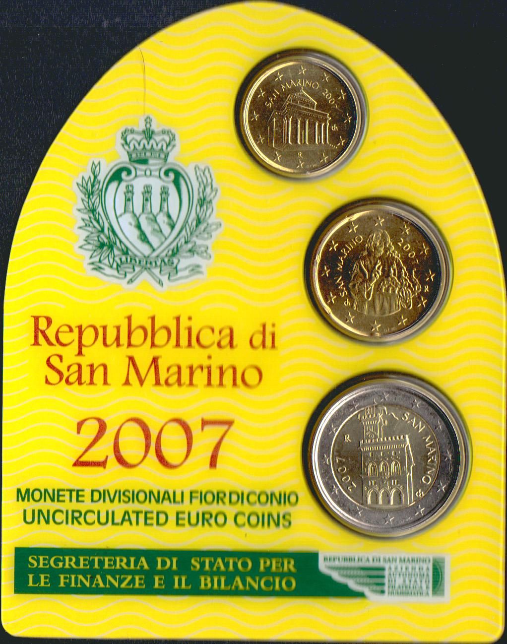 Ročníková malá sada EURO mincí San Marino(2007), stav 0/0