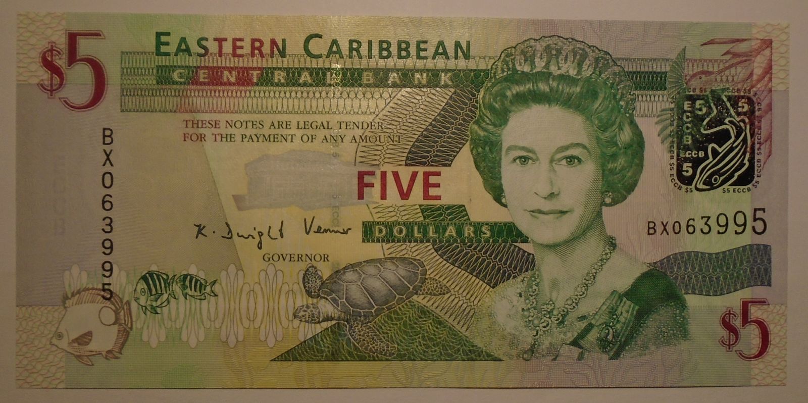 Východní Karibik 5 Dollars Alžběta II.