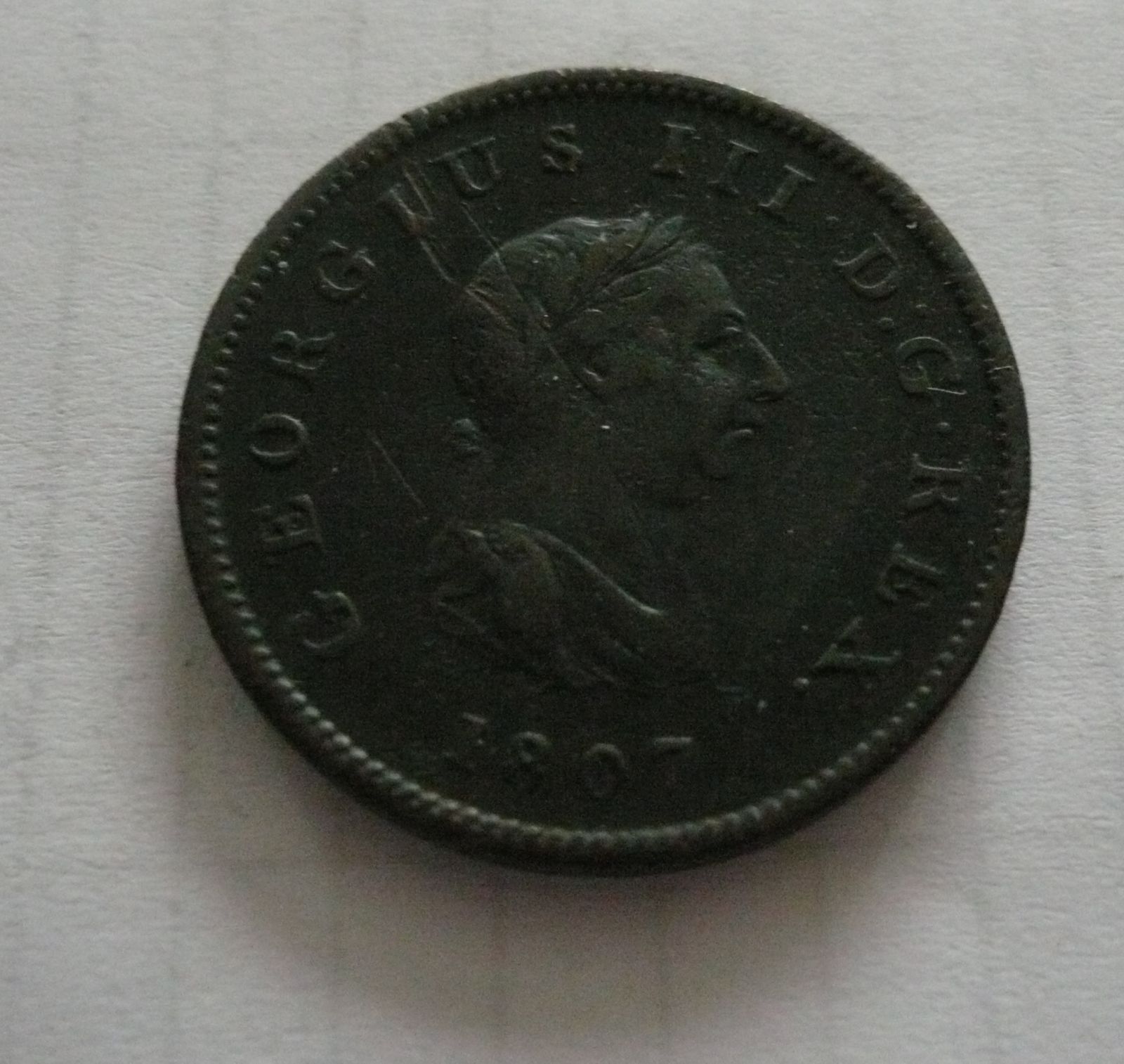 1/2 Penny, 1807, Jiří III., Anglie