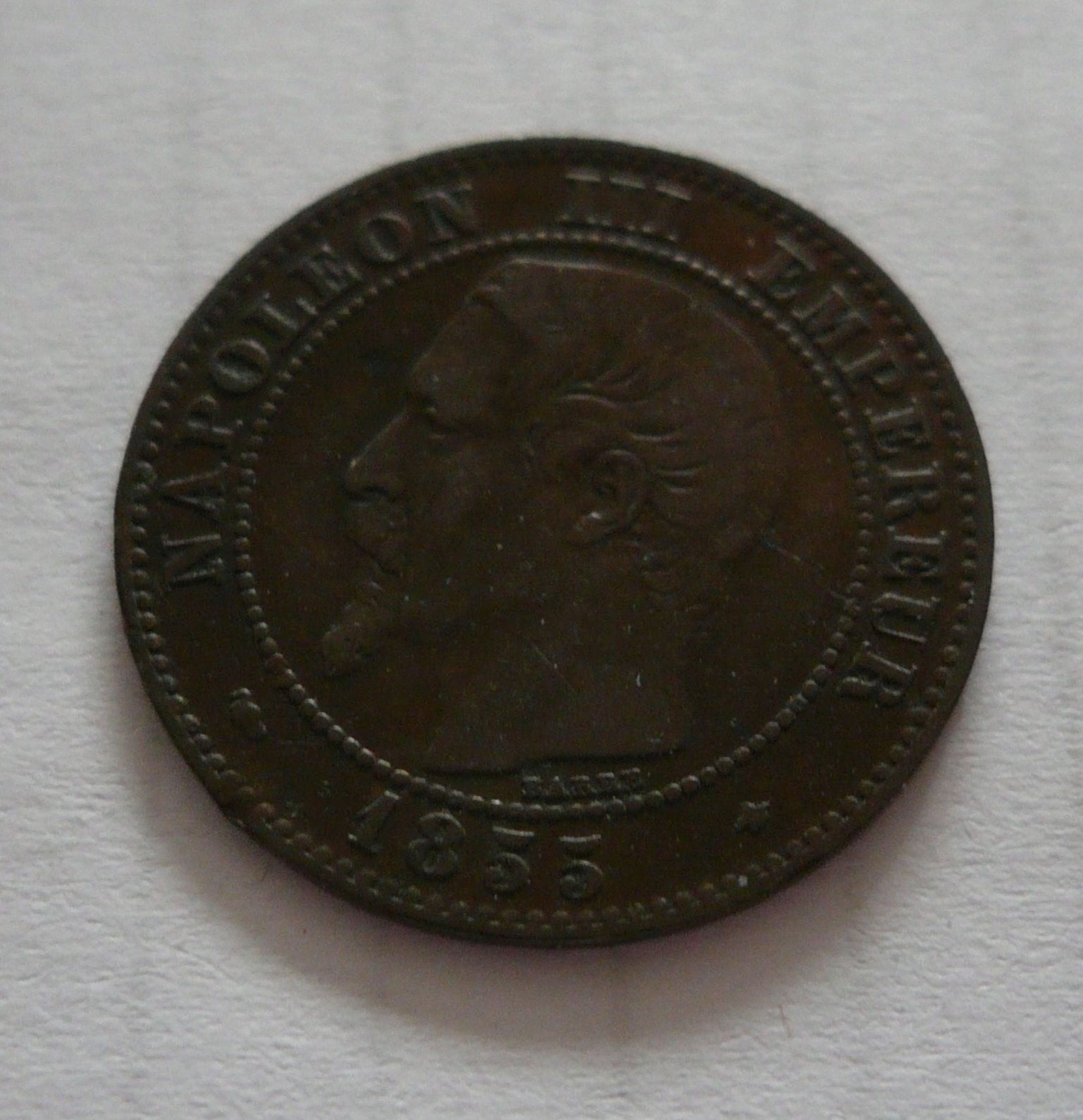 2 Cent, 1855, Napoleon III., Francie
