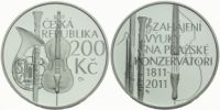 200 Kč(2011-Zahájení výuky na Pražské konzervatoři), stav PROOF, etue, certifikát
