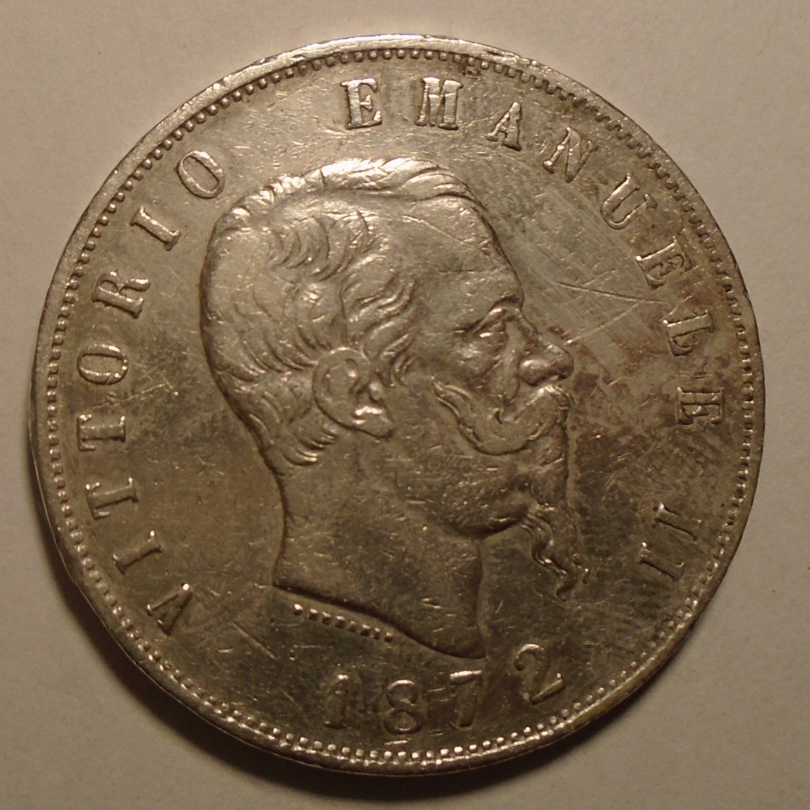 Itálie 5 Lir V. Emanuele 1872