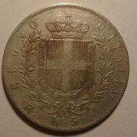 Itálie 5 Lir V. Emanuele 1877