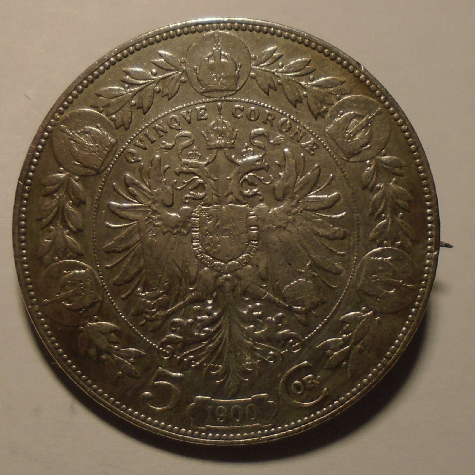 Rakousko 5 Korun 1900 jako šperk