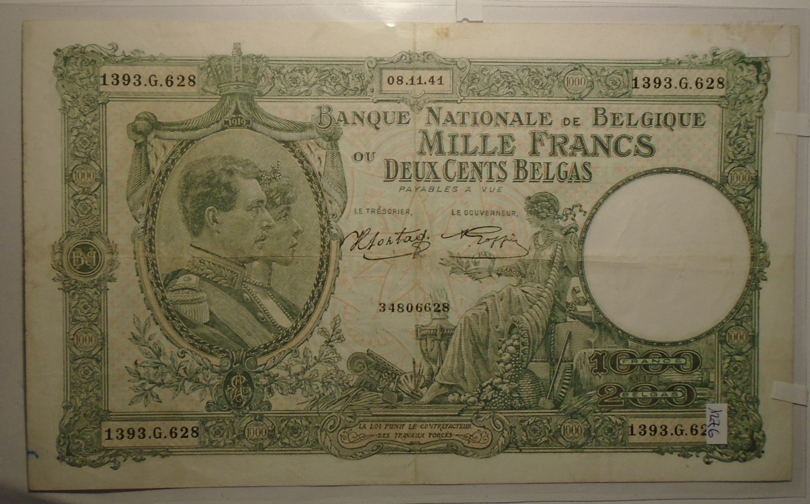 Belgie 1000 Frank 1941