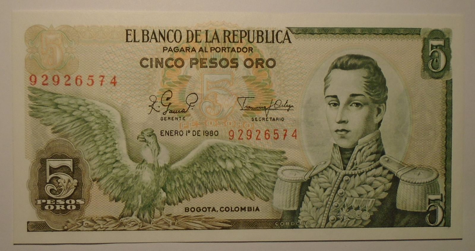 Kolumbie 5 Pesos 1980