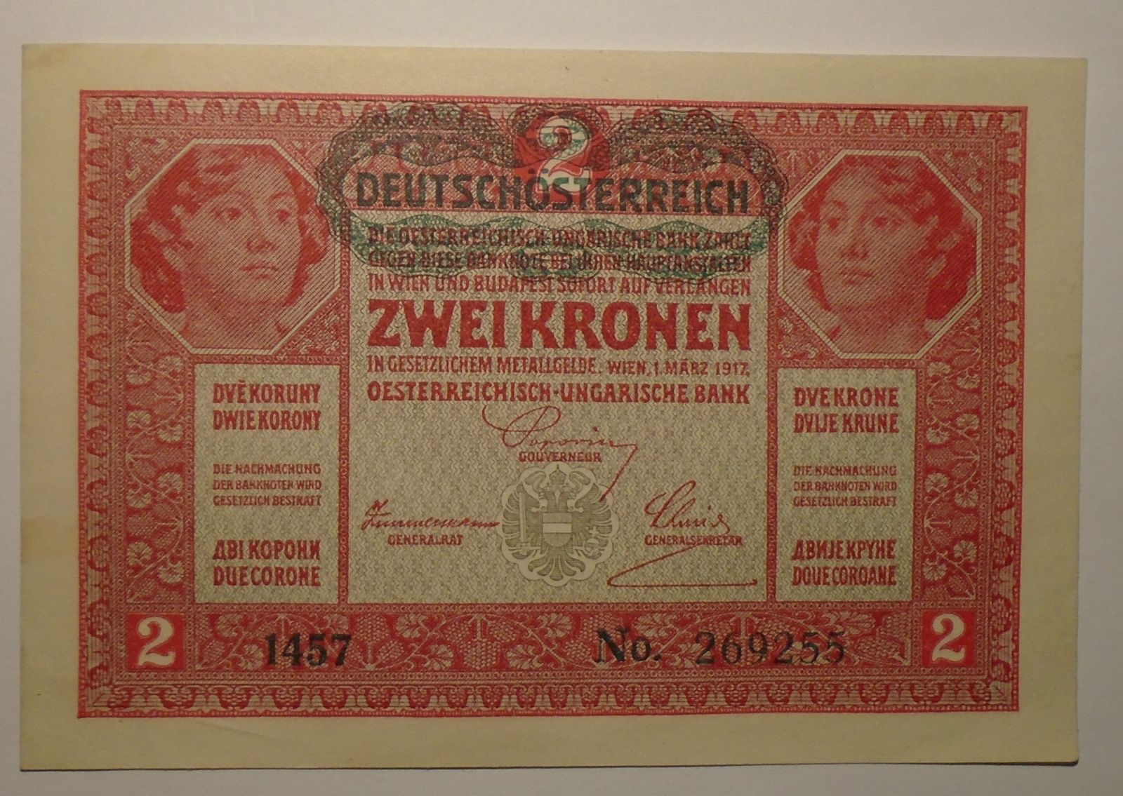 Rakousko 2 Krone 1917 razítko 1457