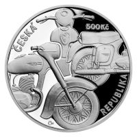 500 Kč(2022-motocykl Jawa 250), stav PROOF, etue a certifikát