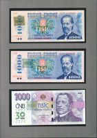 30 let České republiky, sada 3 kusů 1000 Korun s kolky, bankovky vydala ČNB Praha
