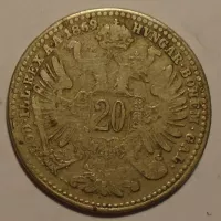 Rakousko 20 Krejcar 1869