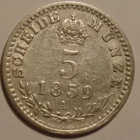 Rakousko 5 Krejcar 1859 A