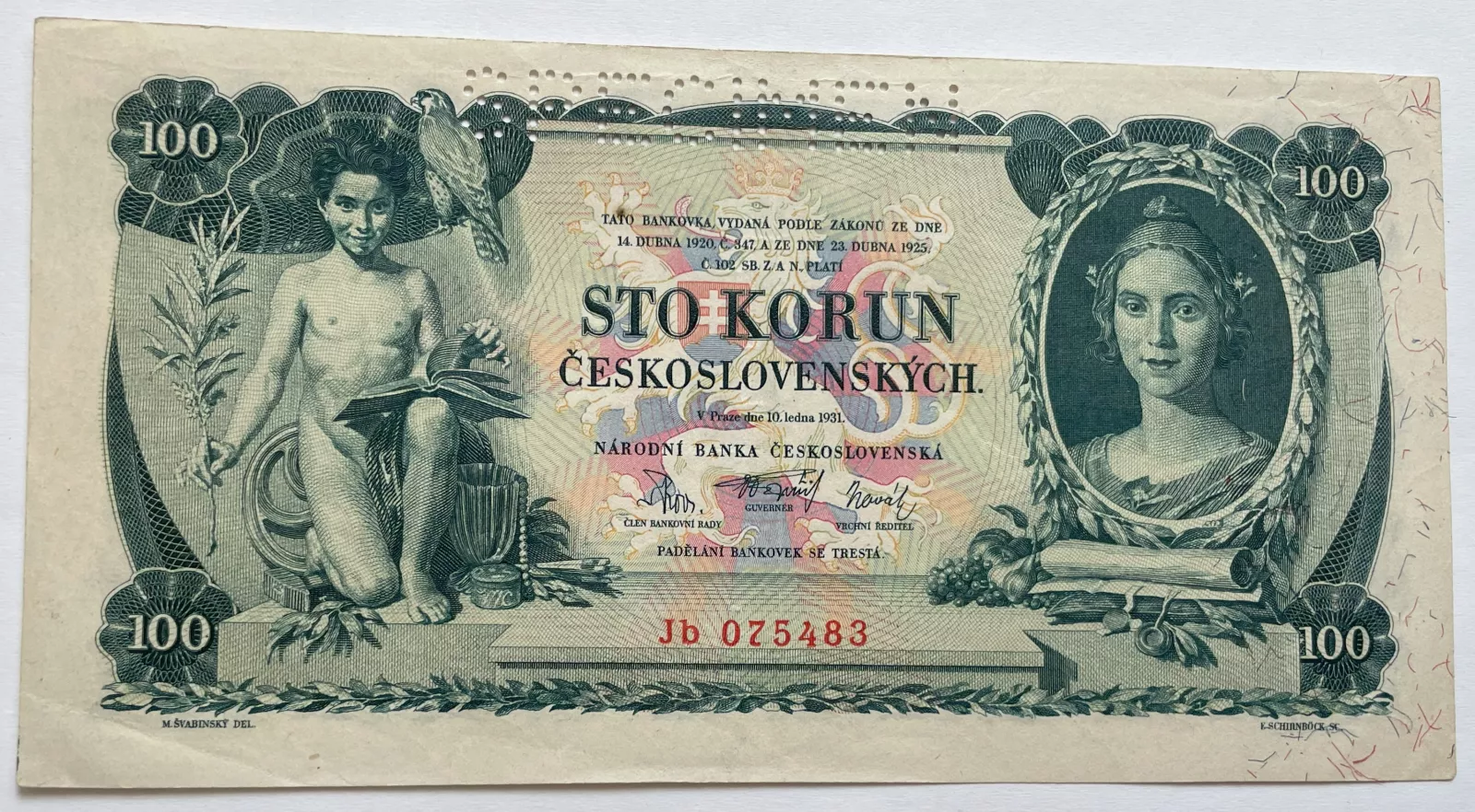 100Kč 1931 Ib, SPECIMEN