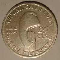 Kuba 25 Cent Ag 1953