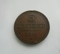 3 Krejcar, 1851, A, Rakousko