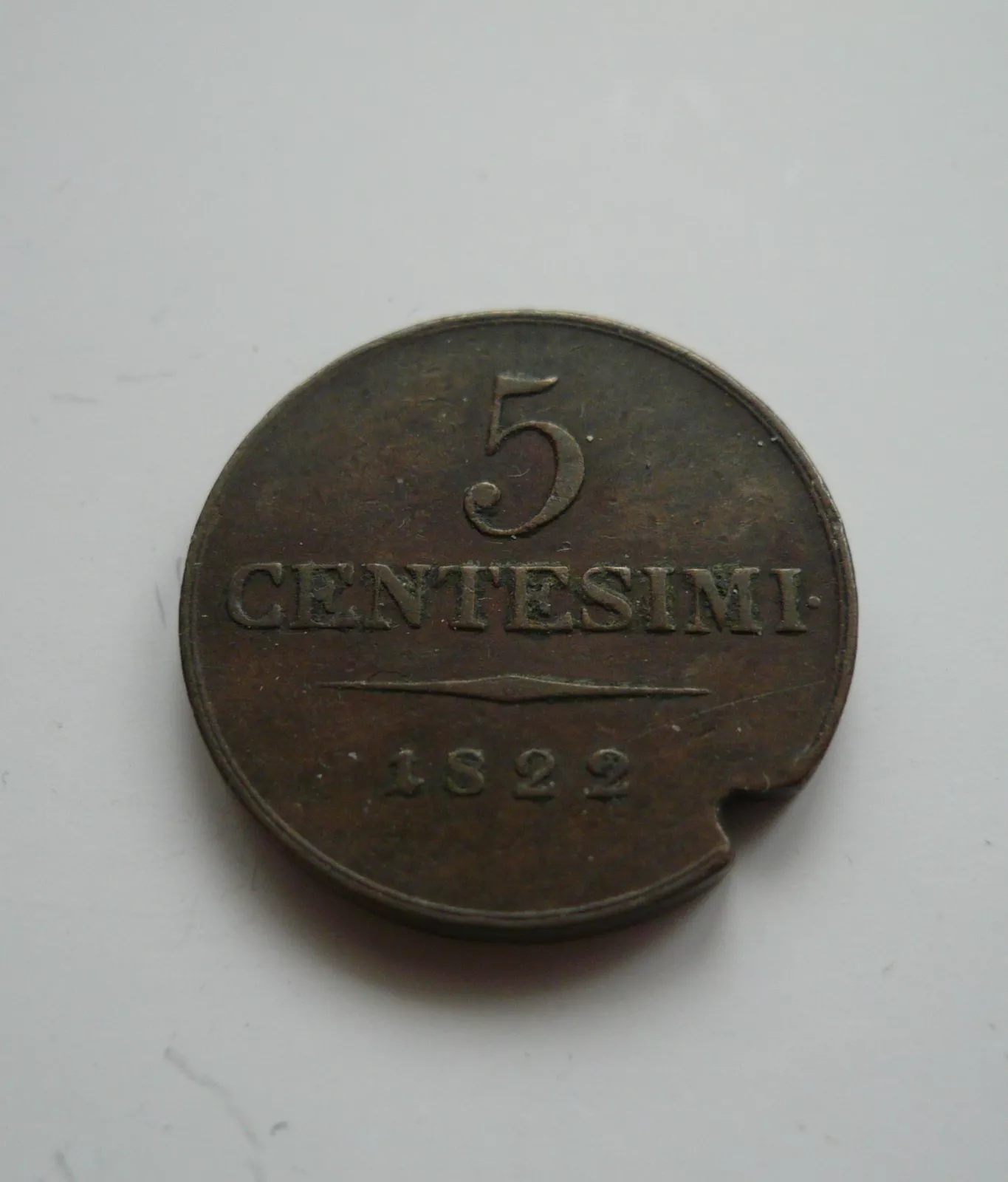 5 Centesimi, 1822 V František II., Rakousko