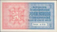 1Kč/1938/, stav UNC, série A 019, bez přetisku