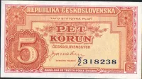 5Kčs/1945-bl/, stav UNC, série XZ