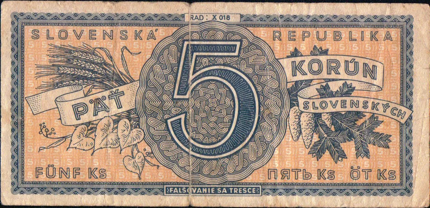 5Ks/1945/, stav 4, velmi vzácná série X 018