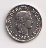 Švýcarsko 10 rapp 1934