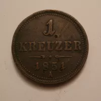 1 Krejcar, 1851, A, Rakousko