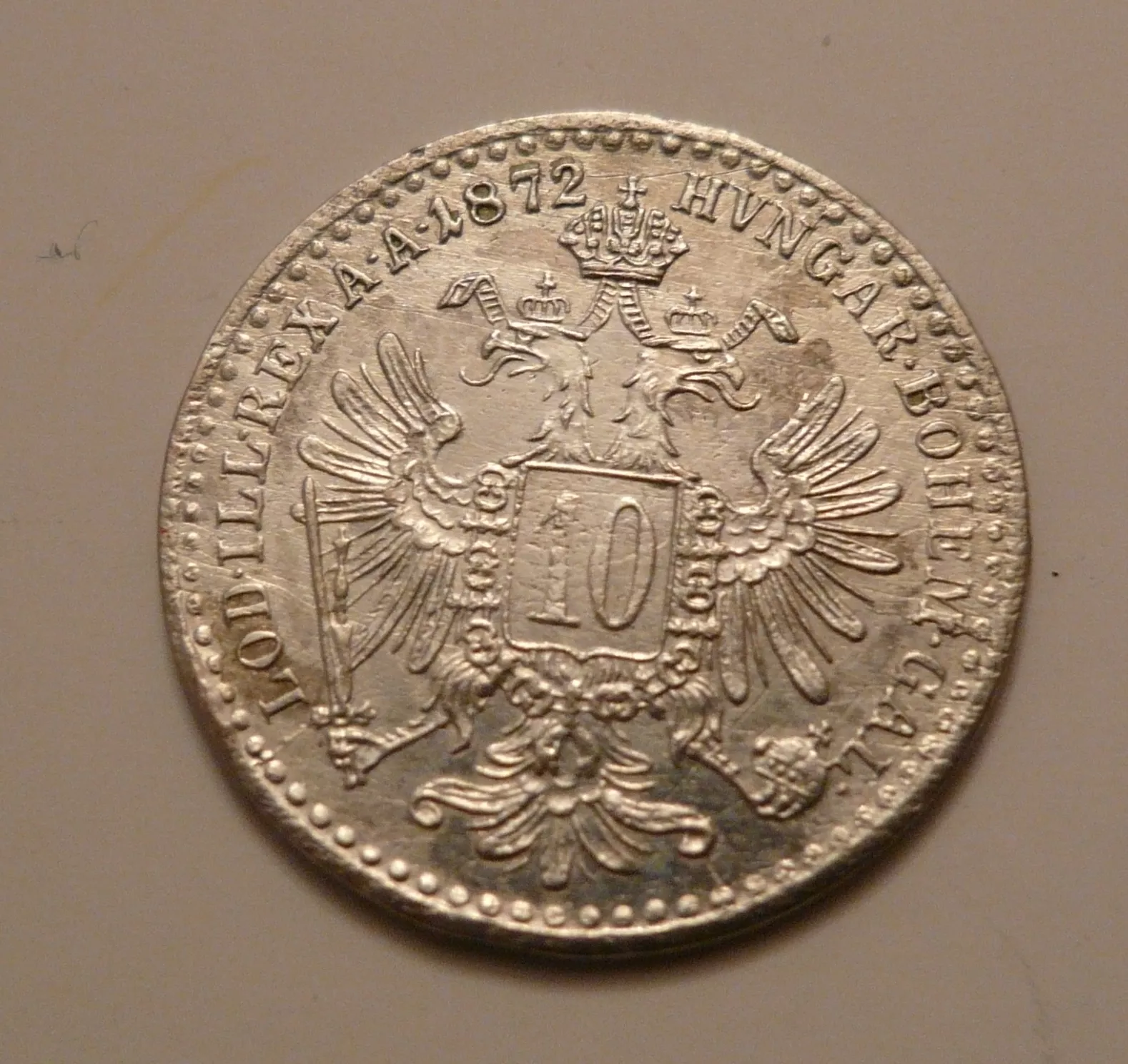 10 Krejcar, 1872, Rakousko