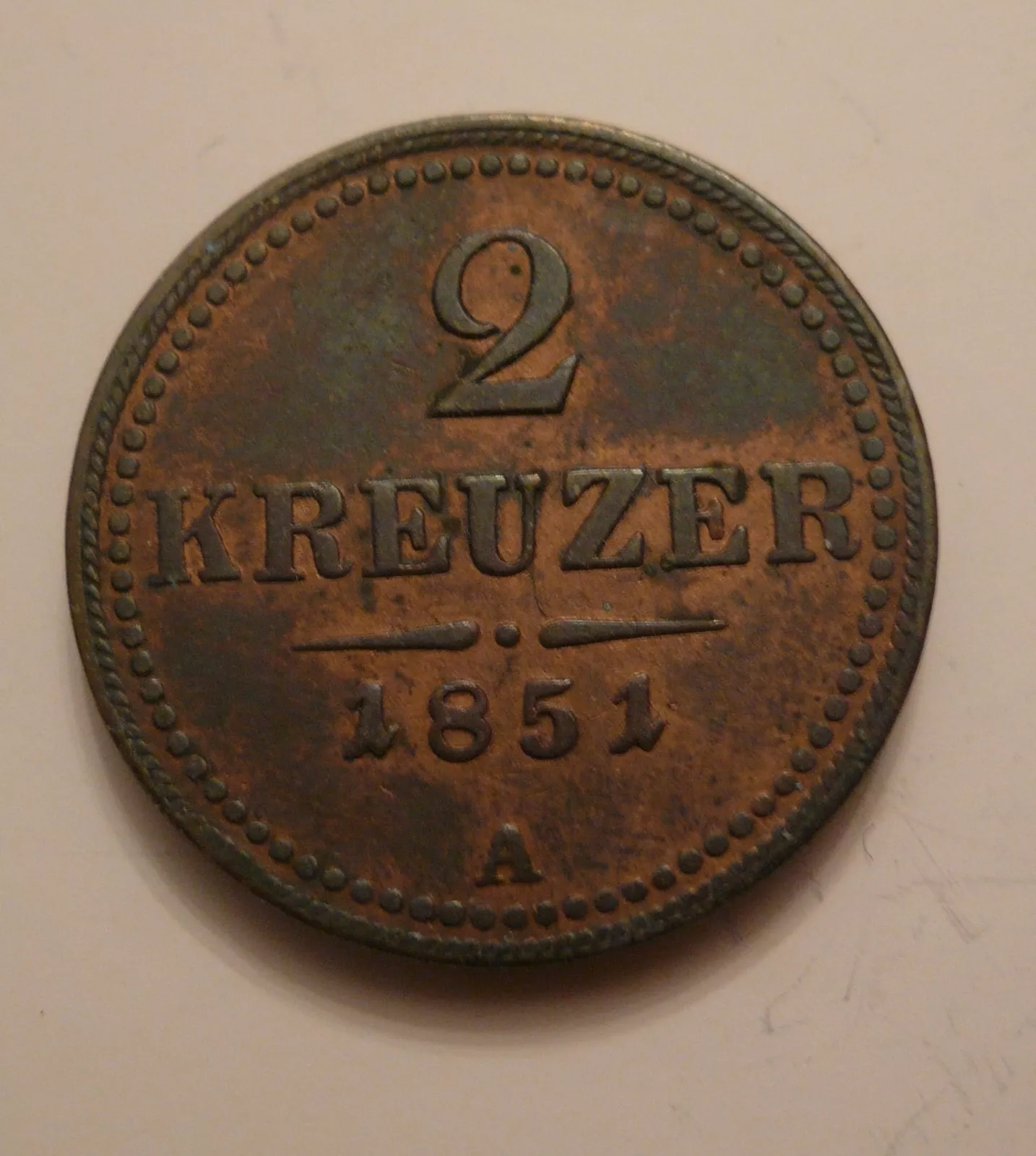 2 Krejcar, 1851, A, Rakousko