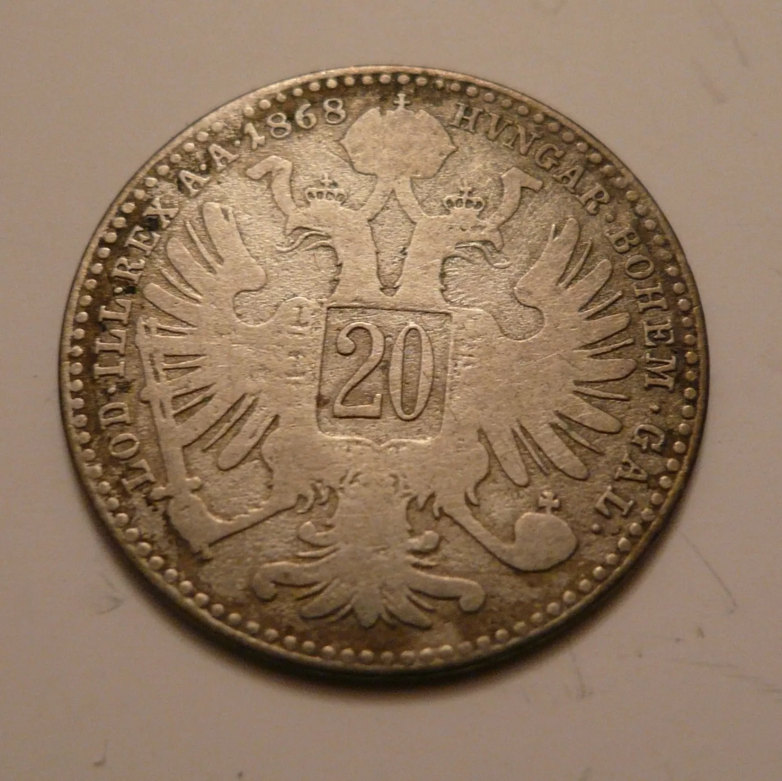 20 Krejcar, 1868, Rakousko