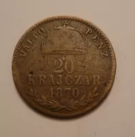 20 Krejcar, 1870, KB Valto Penz, Uhry