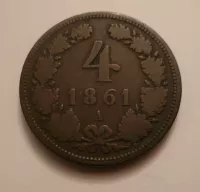 4 Krejcar, 1861, A, Rakousko