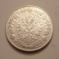 5 Korun, 1909, velká hlava, Rakousko