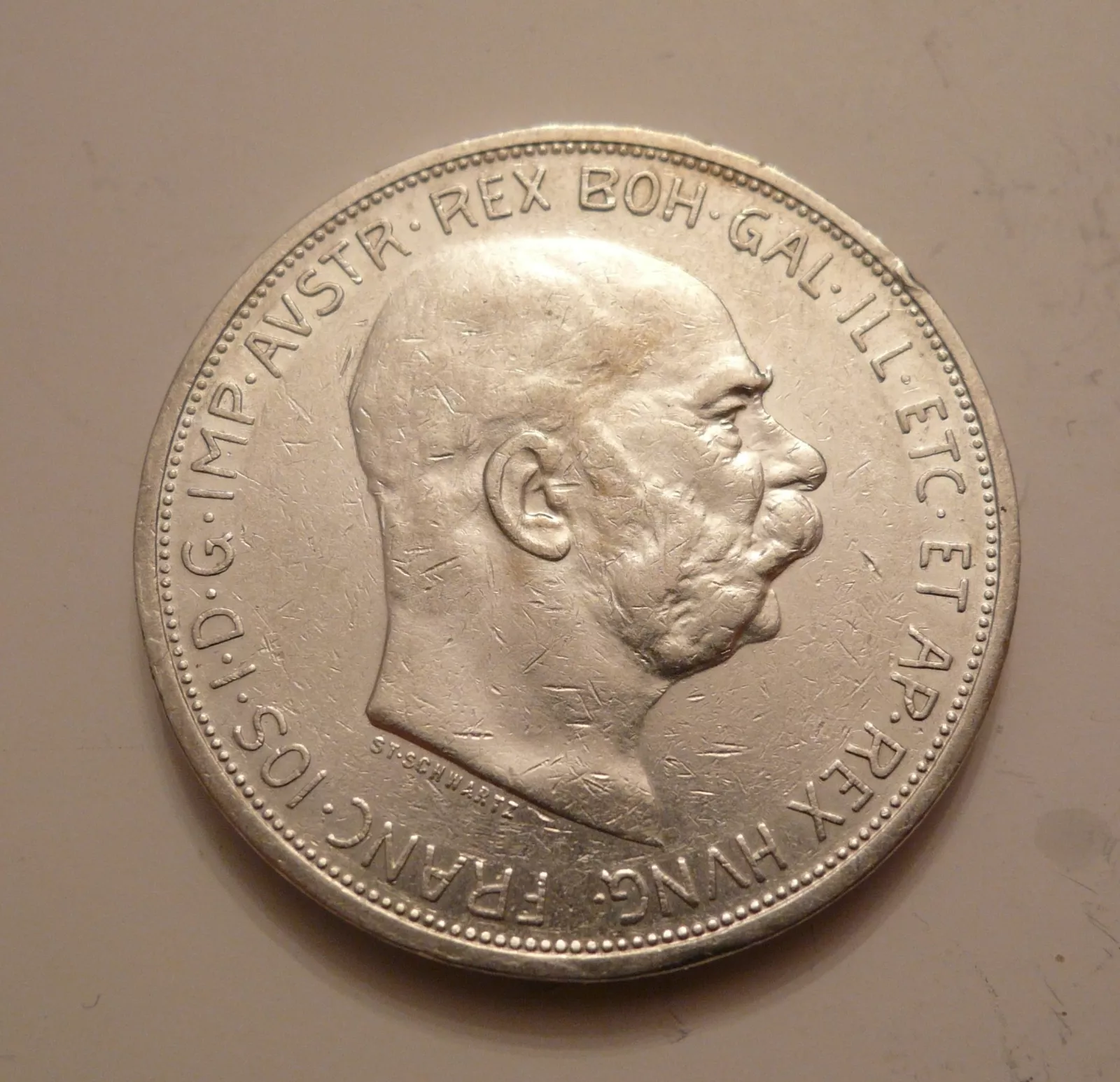 5 Korun, 1909, velká hlava, Rakousko
