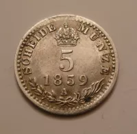 5 Krejcar, 1859, A, Rakousko