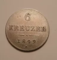 6 Krejcar, 1849, A, Rakousko